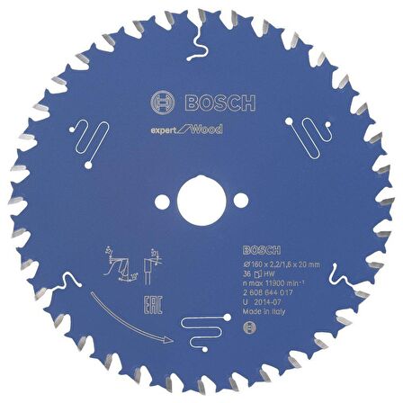 Bosch Ahşap Daire Kesme Bıçağı 160*20 mm 36 Diş Expert 2608644017